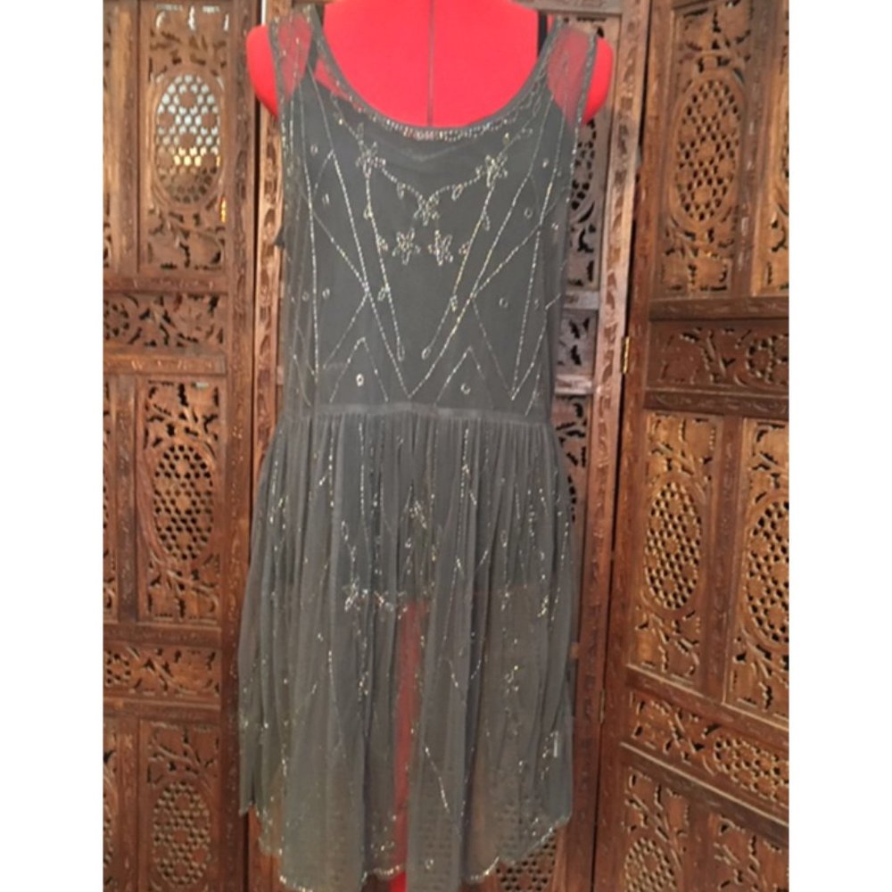 FREE PEOPLE embellished tulle slip-L